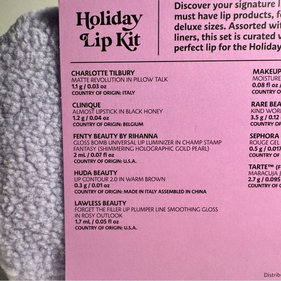 9 piece Sephora Favorites Holiday 2024 Holiday Lip Kit FENTY Huda Tarte Rare - Picture 4 of 7